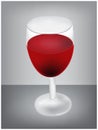 Vector illustration of realistic glass of red wine on grey background, table Royalty Free Stock Photo