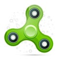Vector illustration of realistic green fidget spinner with highlights. Creative concept of toy for improvement of attention span Royalty Free Stock Photo