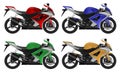 Vector illustration of realistic motorcycle pattern in different colors