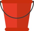 Vector illustration realistic red plastic bucket with a black handle and an inscription. Isolated white background Royalty Free Stock Photo