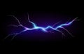 Vector illustration of a realistic style of bright glowing lightning isolated on a dark background, natural light effect Royalty Free Stock Photo