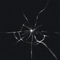 Vector illustration in realistic style of broken, cracked glass Royalty Free Stock Photo