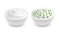 Vector illustration of a realistic style white bowl with sour cream, yogurt with sliced green onions Royalty Free Stock Photo