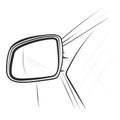 Rearview car mirror on a white background.