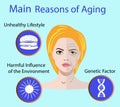 Vector illustration with reasons of aging