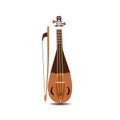 Vector illustration of rebec violin with bow isolated on white background. Royalty Free Stock Photo