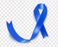 Vector illustration of the rectal cancer awareness tape, isolated on a transparent background. Realistic vector blue