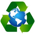 Recycle arrows with globe logo