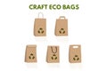 Vector illustration recycle packages set. Craft bags