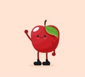 Vector illustration of red apple cartoon character. Fruit flat icon Royalty Free Stock Photo