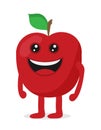 Vector illustration of red apple cartoon character. Fruit flat icon Royalty Free Stock Photo