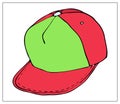 Vector illustration with a red basic simple Baseball cap. For your web site design, logo, icon, app, UI