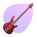 Vector illustration of a red bass guitar. Musical instrument Royalty Free Stock Photo