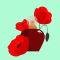 Bottle of perfume with poppy flowers Royalty Free Stock Photo