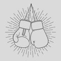 Vector illustration of red boxing gloves. Isolated. Vintage style. Royalty Free Stock Photo