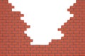 Vector Illustration of a Red Brick Wall With a Large Broken Section in the Center Royalty Free Stock Photo
