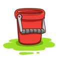 Vector illustration  of red bucket isolated on white Royalty Free Stock Photo