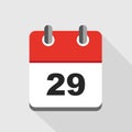 Vector illustration of red calendar 29 icon