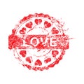 Vector illustration red color of grunge rubber stamp love and he