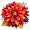 vector illustration of red dahlia flower on white background Royalty Free Stock Photo