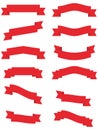 Red Decorative Ribbon Banner Set Royalty Free Stock Photo