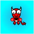 Vector illustration of a red devil playing a game. good for mascot.
