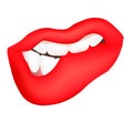 Vector illustration of a Red female lips, lustful hint