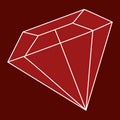 Vector illustration of a Red gemstone icon. Red gem icon. Ruby vector flat and linear isolated illustration. Geometric Royal stone Royalty Free Stock Photo