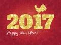Vector illustration of red and golden rooster, symbol 2017 on the Chinese calendar New Year. Silhouette cock, decorated Royalty Free Stock Photo