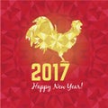 Vector illustration of red and golden rooster, symbol 2017 on the Chinese calendar New Year. Silhouette cock, decorated Royalty Free Stock Photo