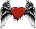 Vector illustration, red heart with wings Royalty Free Stock Photo
