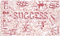 Vector Illustration of Red Icons with Success Concept