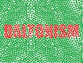 Red inscription on a green background. daltonism