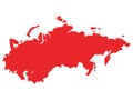 Red Map of USSR Soviet Union on White Background - Miller Projection