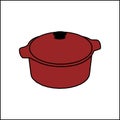 Vector illustration of a red pan.