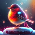 Vector illustration of a red robin on a snow-covered glade Generative AI Royalty Free Stock Photo