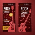 Vector illustration red rock festival ticket design template with guitar