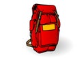 Vector illustration a red tourist backpack