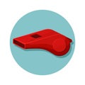 Vector illustration of a red whistle. Sports equipment