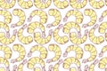 red yellow peeled shrimp fresh sea food repeat seamless pattern doodle cartoon style wallpaper