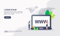 Vector illustration of registration & domain name concept with "domain" web and website hosting icon