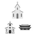Vector design of religion and wedding icon. Set of religion and house stock vector illustration. Royalty Free Stock Photo
