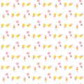 Vector illustration of repeat pattern with pastel colored halloween candy on a white background.