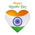 Vector illustration of Republic Day in India. Heart looking as the Indian flag.