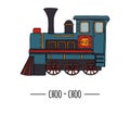 Vector illustration of retro engine. Vintage train clip art