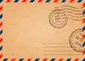 Retro envelope with stamps, template of mail envelope Royalty Free Stock Photo