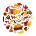 Retro Fall Harvest Happy Thanksgiving Phrase Royalty Free Stock Photo
