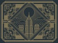 Vector illustration in retro style of Art Deco