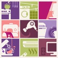 Vintage home appliances icons