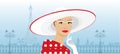 Retro lady in a big hat Royalty Free Stock Photo